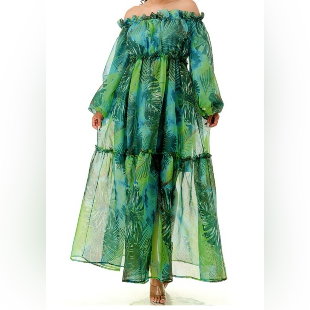 Tropical Green Maxi Dress